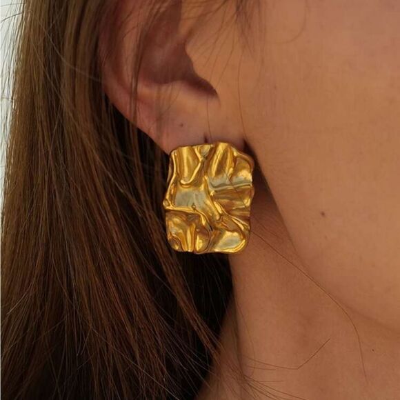 Anthropologie Jewelry - Gold geo stud earrings M316